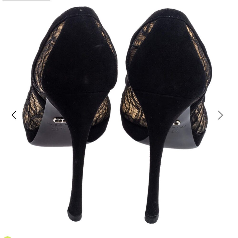 Dior Black Lace Peep-Toe Heels - Picture 6 of 14